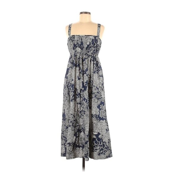 NWT J.Crew Collection Gathered Tank Midi in Navy Ratti® Seashell Print Dress 6